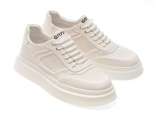 Pantofi casual GRYXX albi, 803, din piele naturala