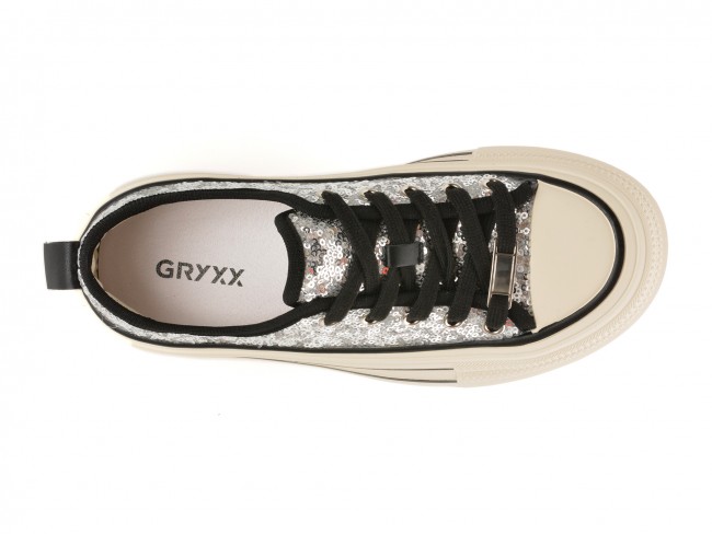 Pantofi casual GRYXX argintii, 24370, din material textil