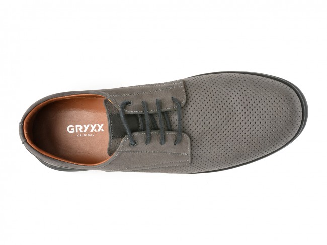 Pantofi casual GRYXX gri, 33946, din nabuc