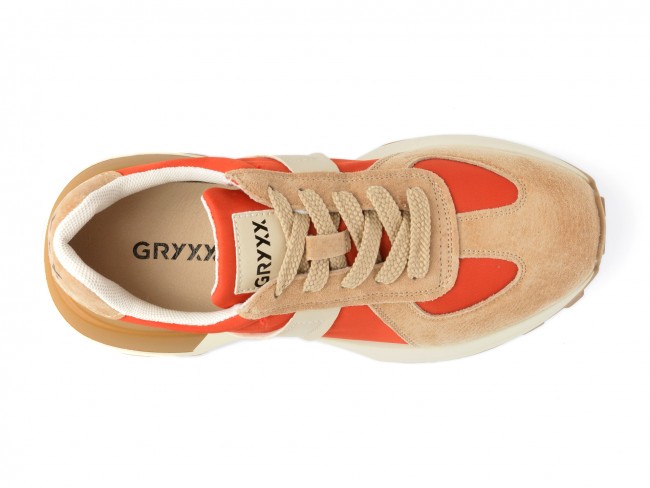 Pantofi GRYXX bej, GD302, din material textil