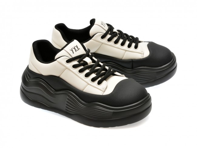 Pantofi sport GRYXX alb-negru, 1076, din piele naturala