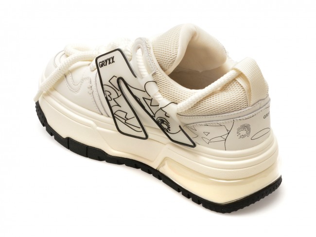 Pantofi sport GRYXX alb-negru, 28231, din piele naturala