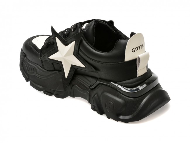 Pantofi sport GRYXX alb-negru, 887, din piele naturala