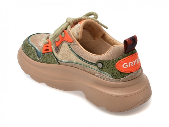Pantofi sport GRYXX verzi, 7228, din piele naturala