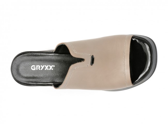 Papuci casual GRYXX gri, 14038, din piele naturala