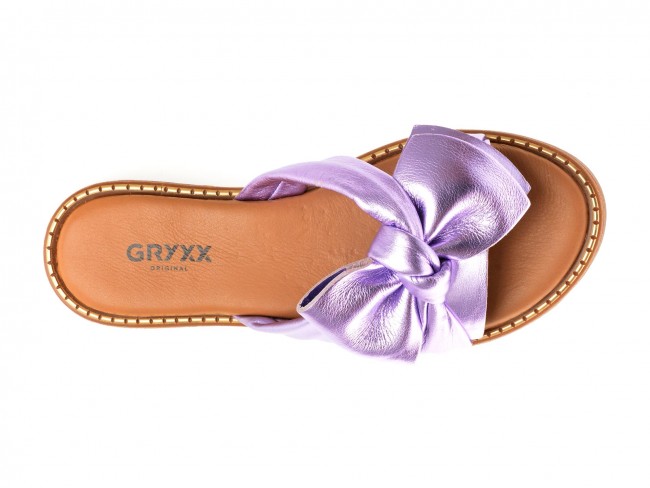 Papuci casual GRYXX mov, 210011, din piele naturala
