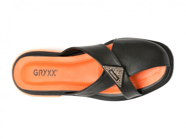 Papuci casual GRYXX negri, 157A906, din piele naturala