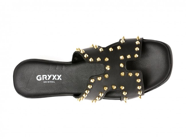 Papuci casual GRYXX negri, 231360, din piele naturala