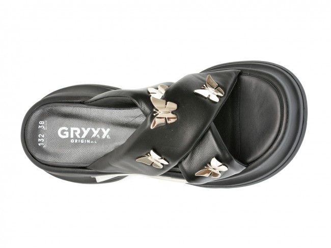 Papuci casual GRYXX negri, 43132, din piele naturala