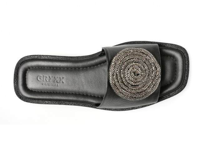 Papuci casual GRYXX negri, 5001751, din piele naturala