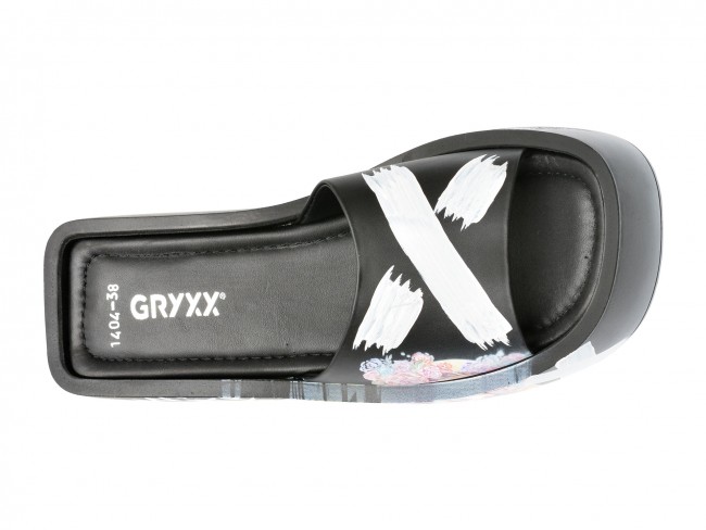 Papuci casual GRYXX negri, 5601404, din piele naturala