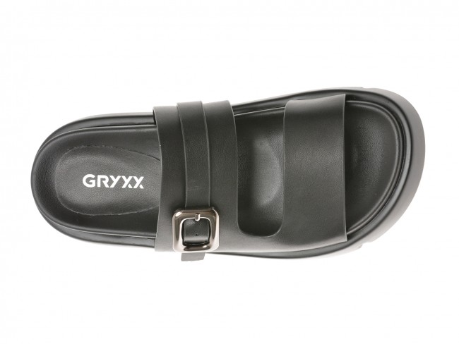 Papuci casual GRYXX negri, V115G16, din piele naturala