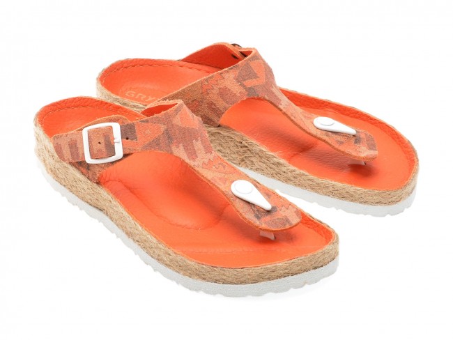 Papuci casual GRYXX portocalii, 700, din piele naturala