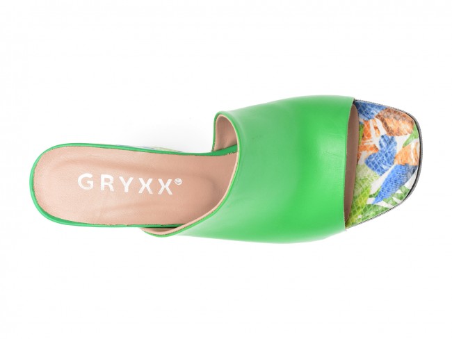 Papuci casual GRYXX verzi, 795, din piele naturala
