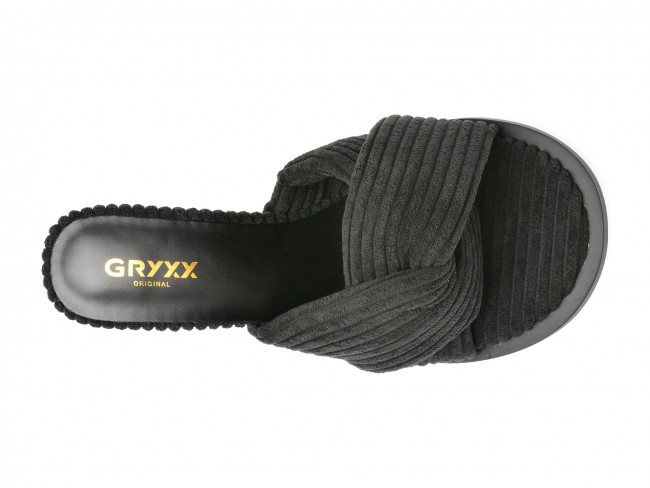 Papuci GRYXX negri, 6955, din material textil