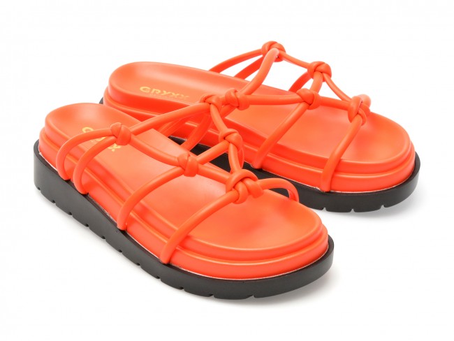 Papuci GRYXX portocalii, 8186, din piele ecologica