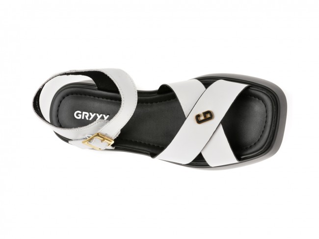 Sandale casual GRYXX albe, 23033K, din piele naturala