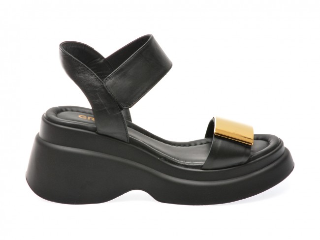 Sandale casual GRYXX negre, 1581061, din piele naturala