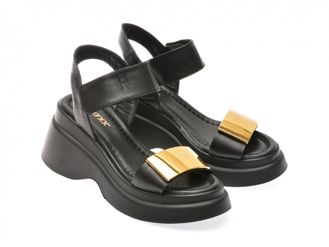 Sandale casual GRYXX negre, 1581061, din piele naturala