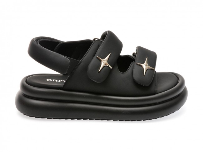 Sandale casual GRYXX negre, 23016, din piele ecologica