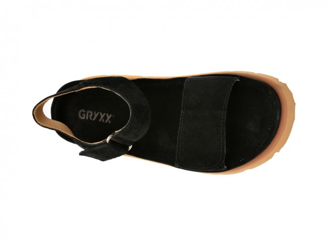 Sandale casual GRYXX negre, 23451, din piele intoarsa