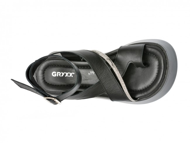 Sandale casual GRYXX negre, 471243, din piele naturala