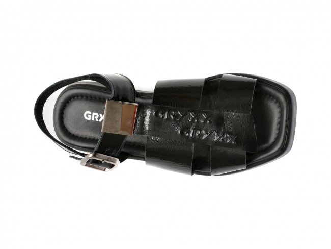 Sandale casual GRYXX negre, 532169, din piele naturala lacuita
