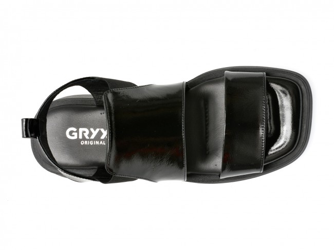 Sandale casual GRYXX negre, 96770, din piele naturala lacuita