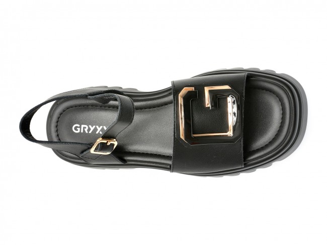 Sandale casual GRYXX negre, V112D16, din piele naturala