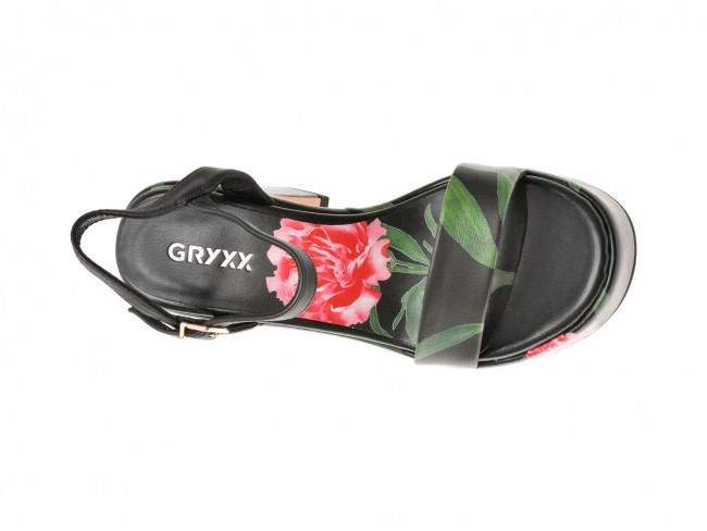 Sandale casual GRYXX negre, W438, din piele naturala