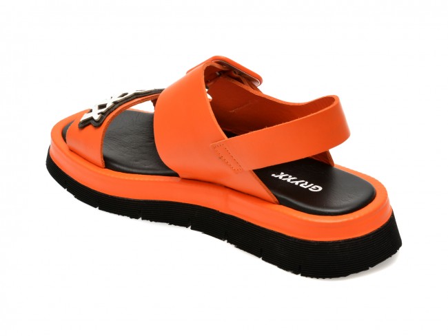 Sandale casual GRYXX portocalii, 159333, din piele naturala