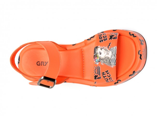 Sandale casual GRYXX portocalii, 620428, din piele naturala