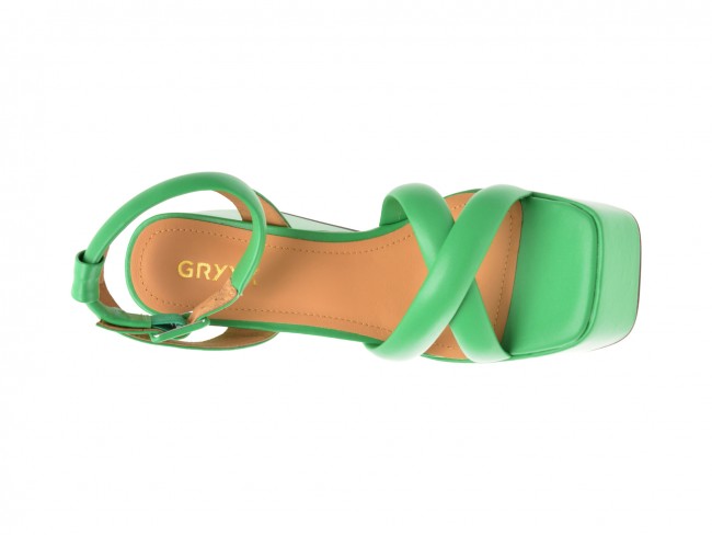 Sandale casual GRYXX verzi, F62D51, din piele naturala