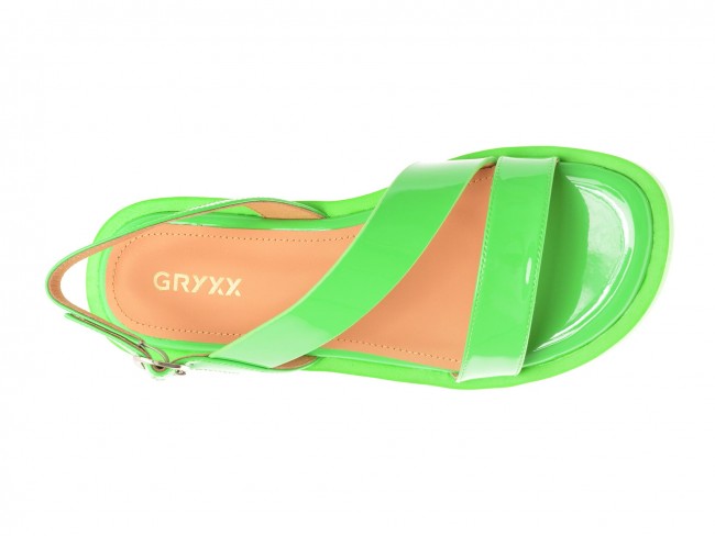Sandale casual GRYXX verzi, UZ1909, din piele naturala lacuita