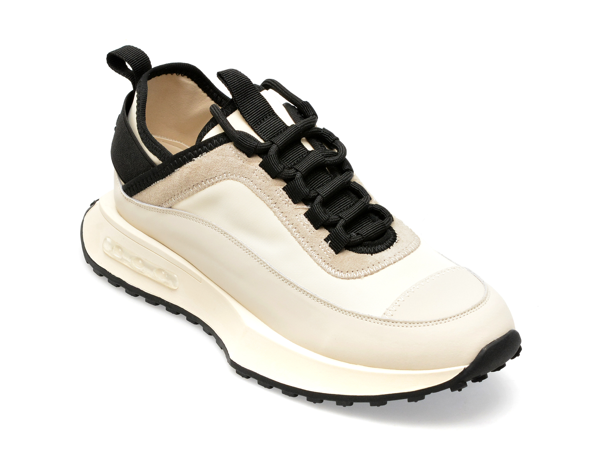 Pantofi Gryxx Alb-negru, H7289, Din Piele Naturala Si Material Textil