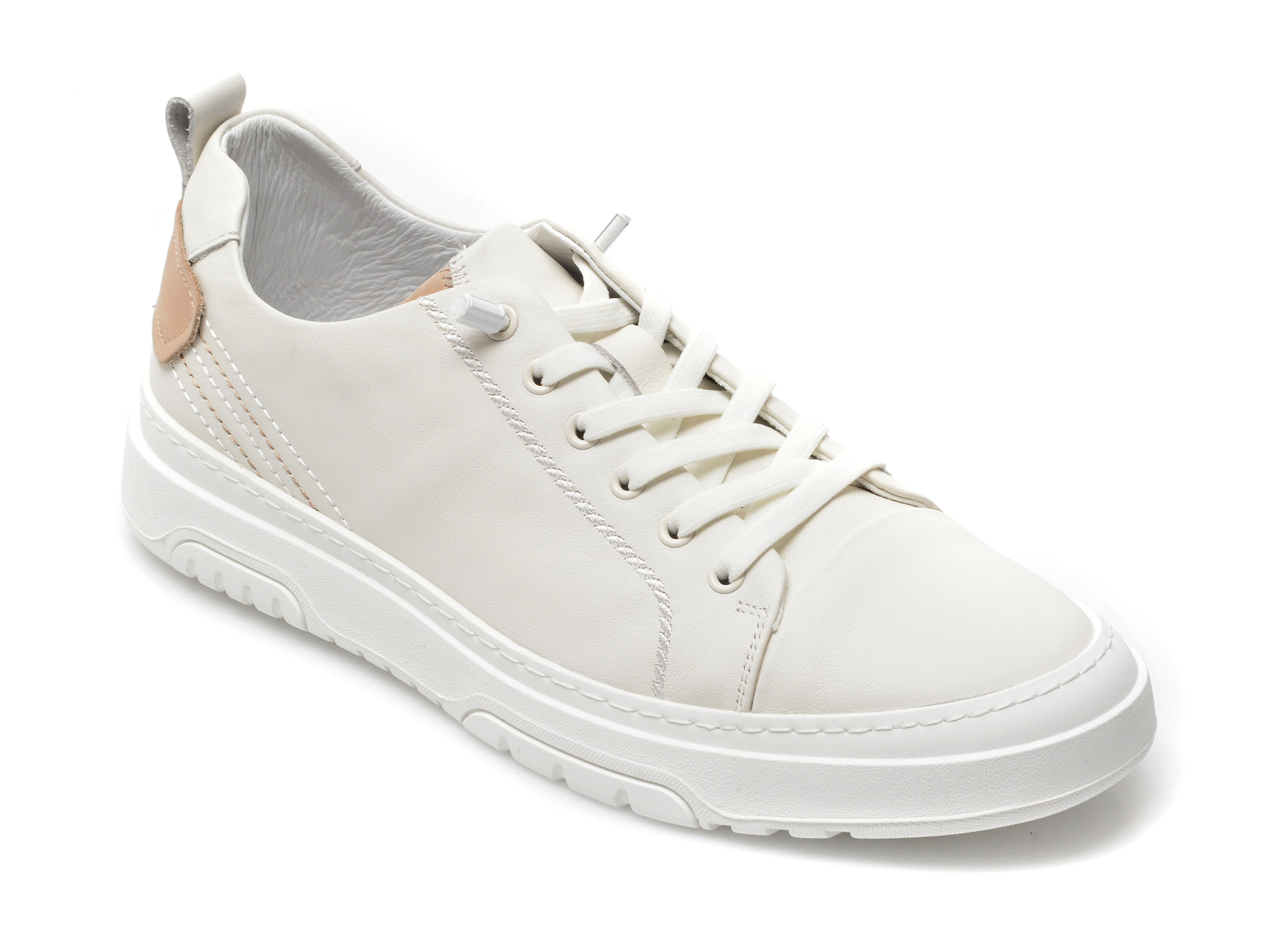 Pantofi OTTER albi, 21726, din piele naturala