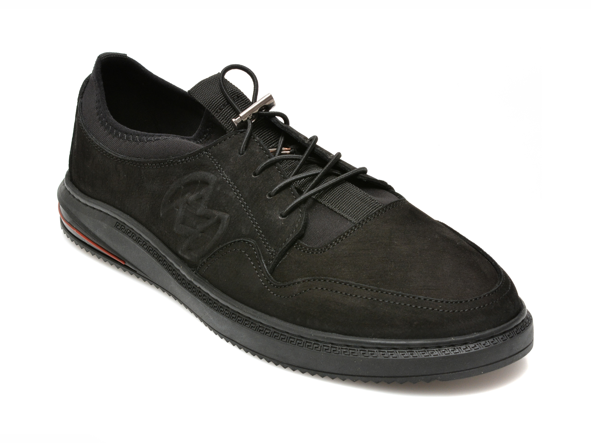 Pantofi OTTER negri, M6368, din nabuc