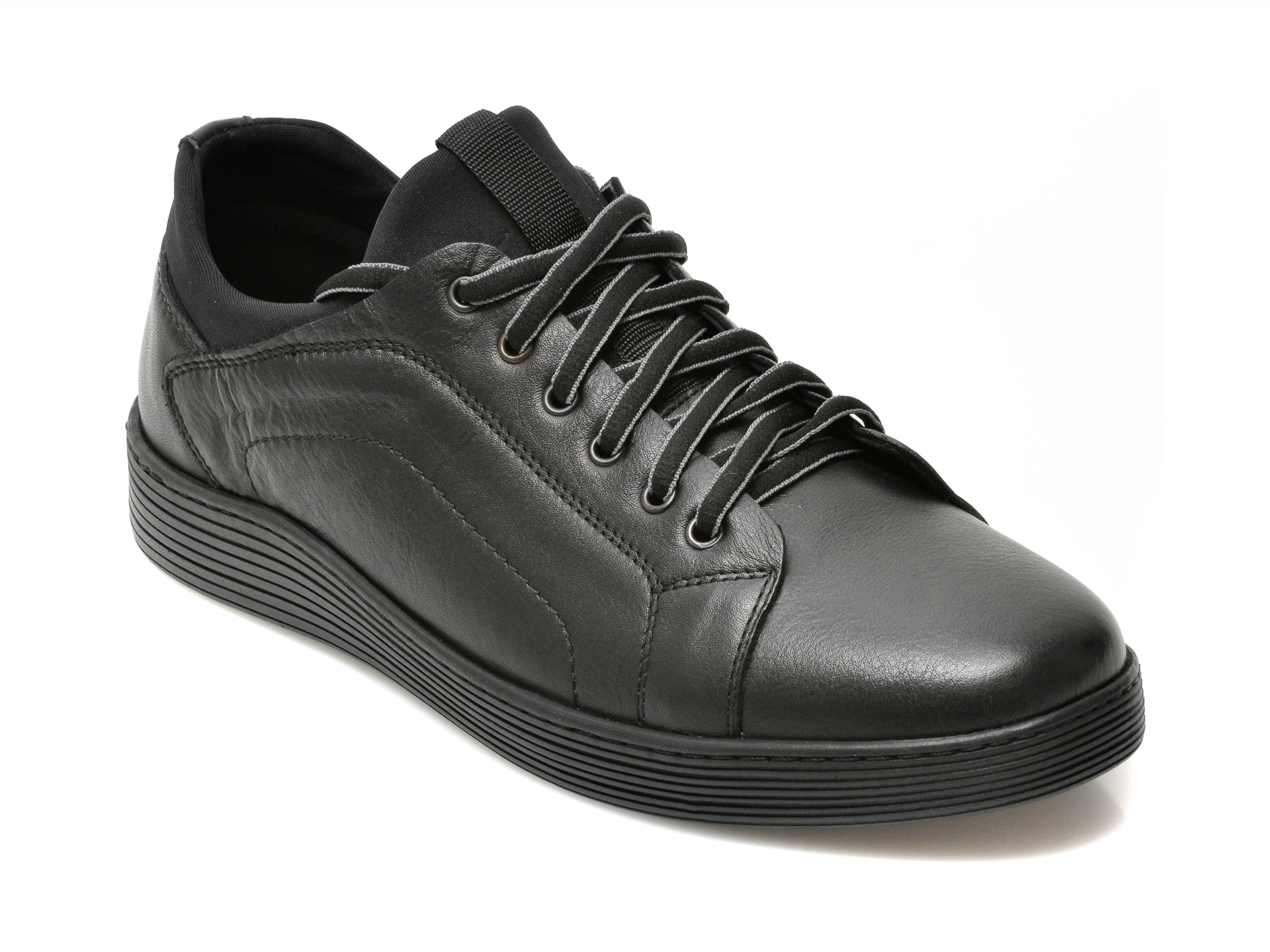 Pantofi OTTER negri, P03940, din piele naturala