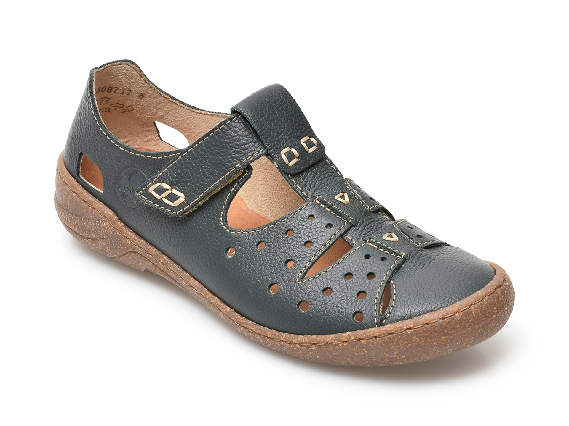 Pantofi RIEKER bleumarin, 54555, din piele naturala
