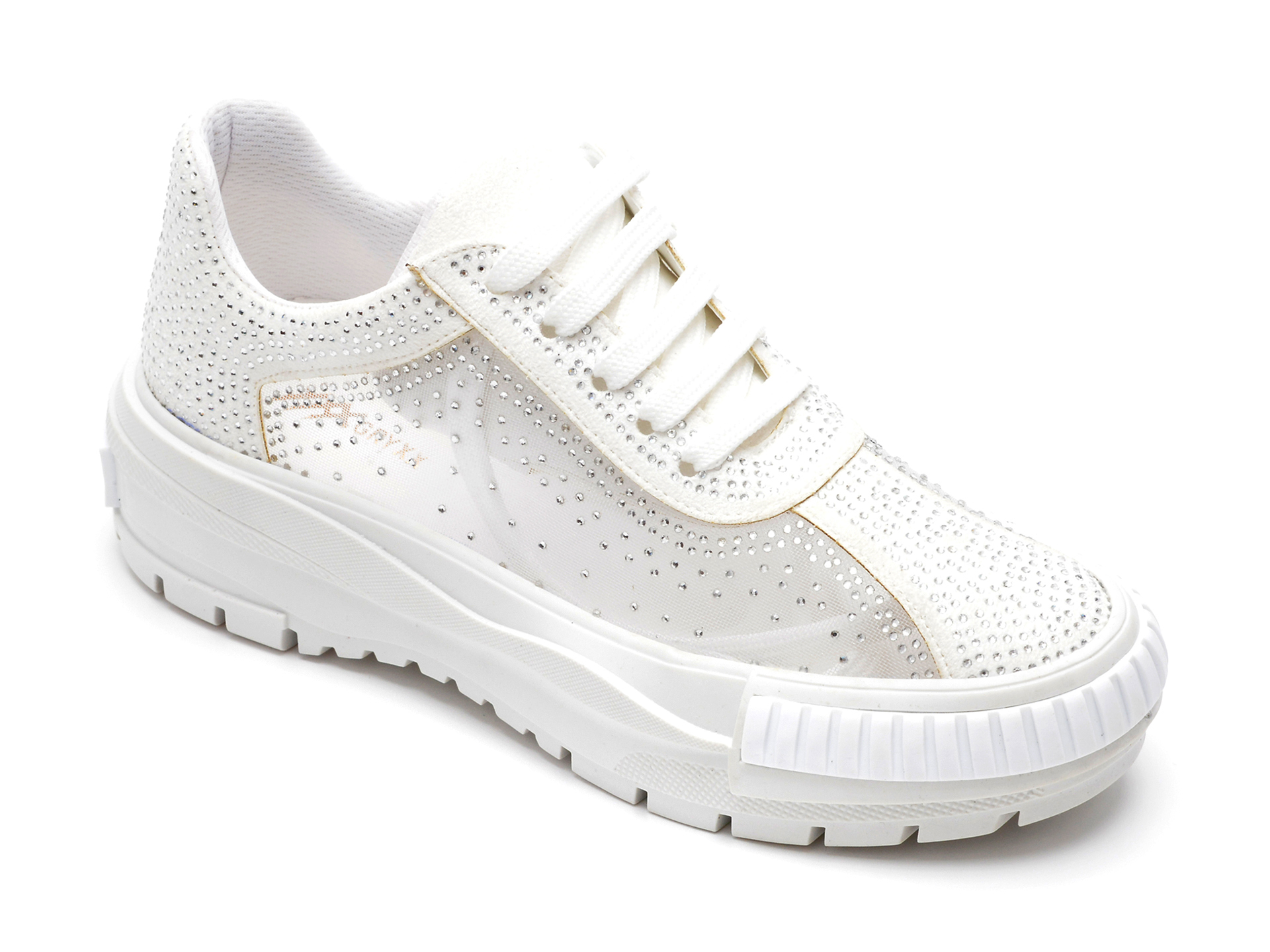 Pantofi sport GRYXX albi, MO1701, din material textil si piele ecologica