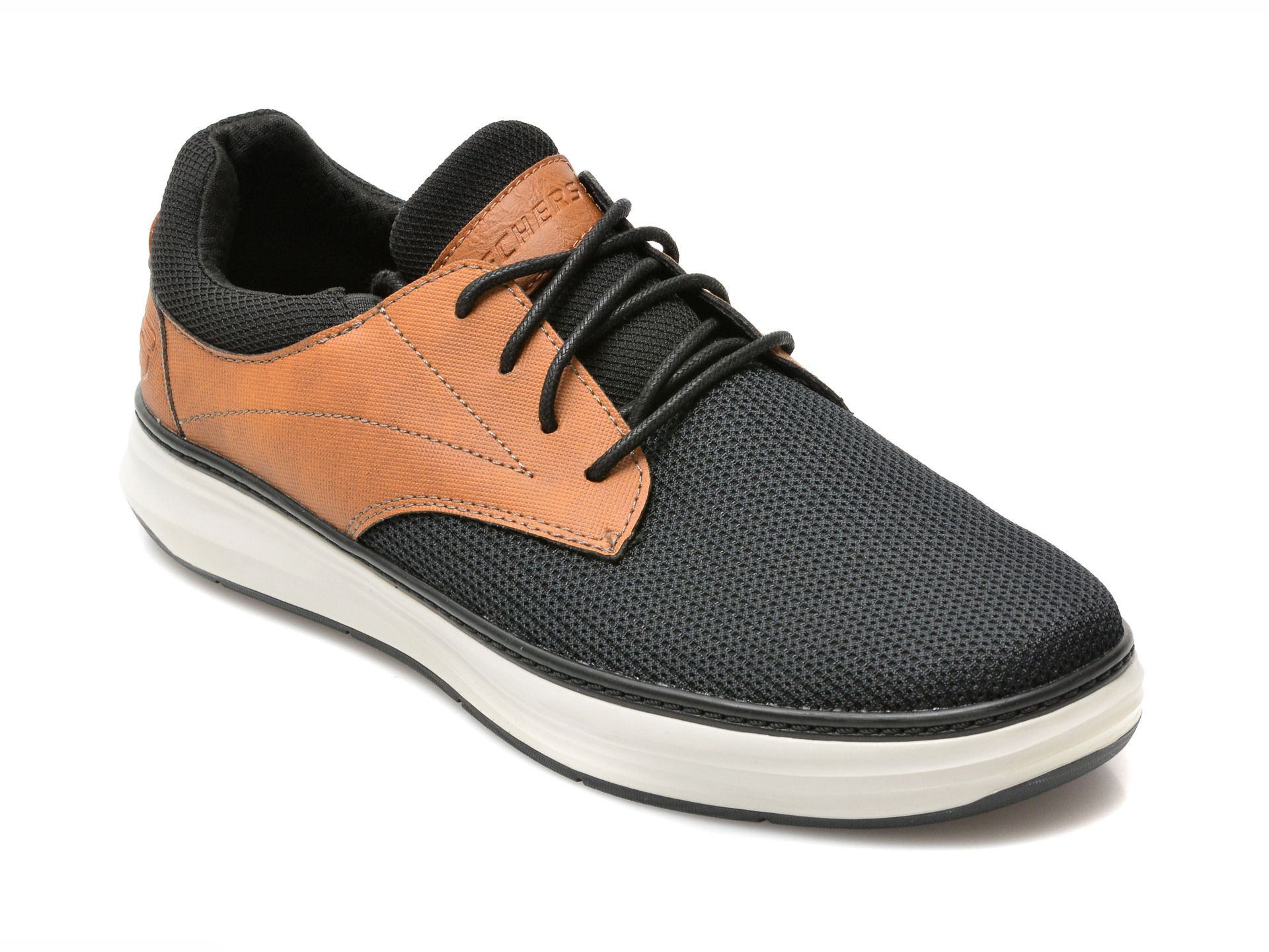 Pantofi sport SKECHERS negri, MORENO, din material textil si piele ecologica