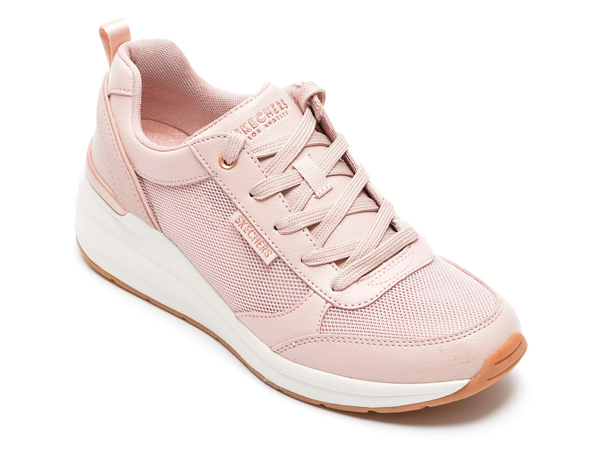 Pantofi sport SKECHERS roz, BILLION, din material textil si piele ecologica