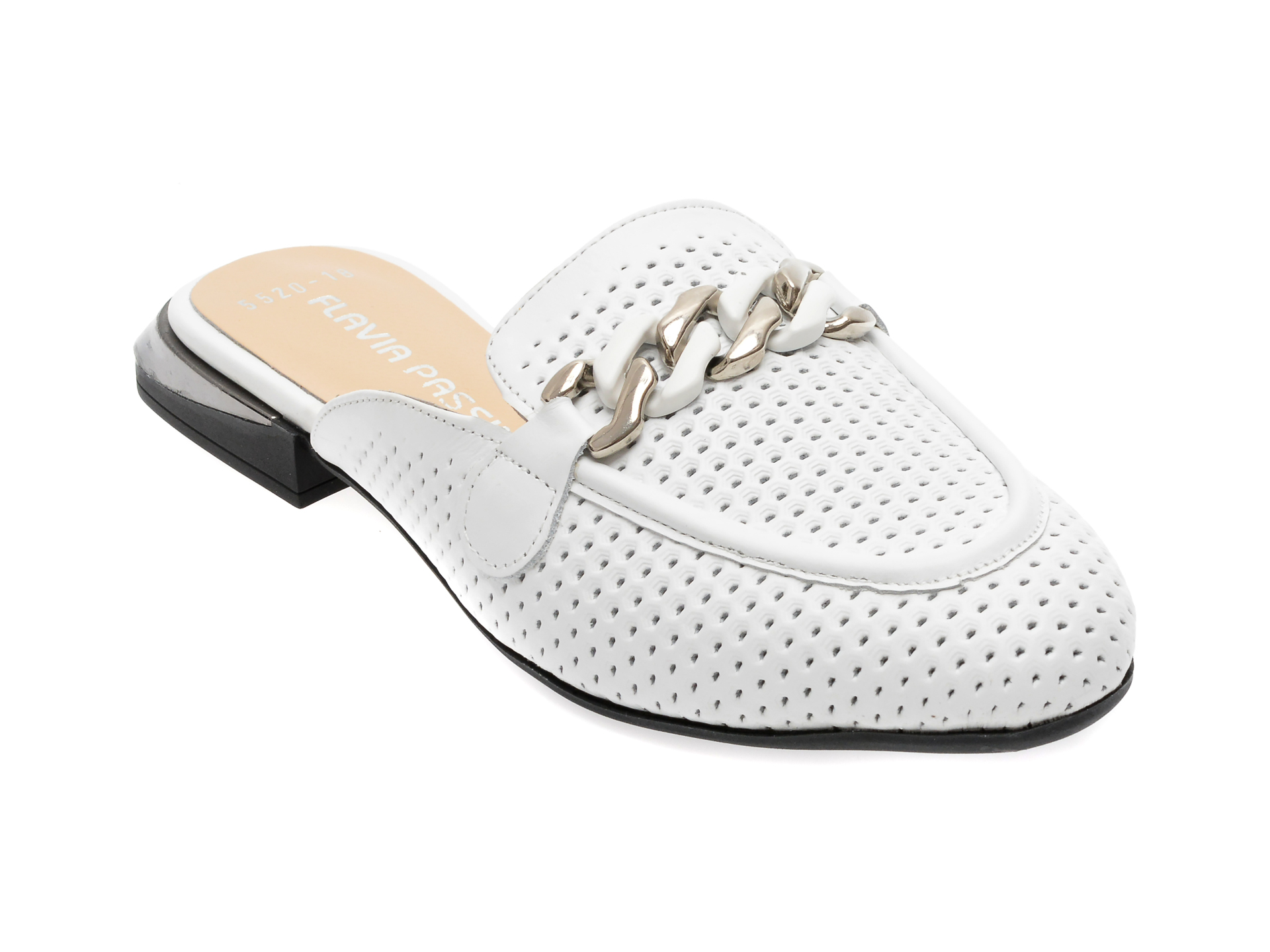 Papuci FLAVIA PASSINI albi, 1255520, din piele naturala