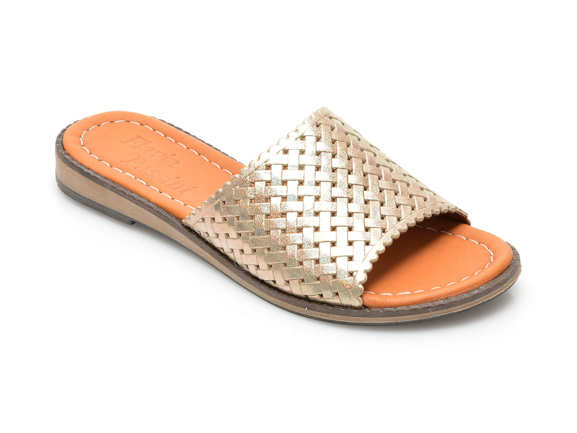 Papuci FLAVIA PASSINI aurii, 22201, din piele naturala