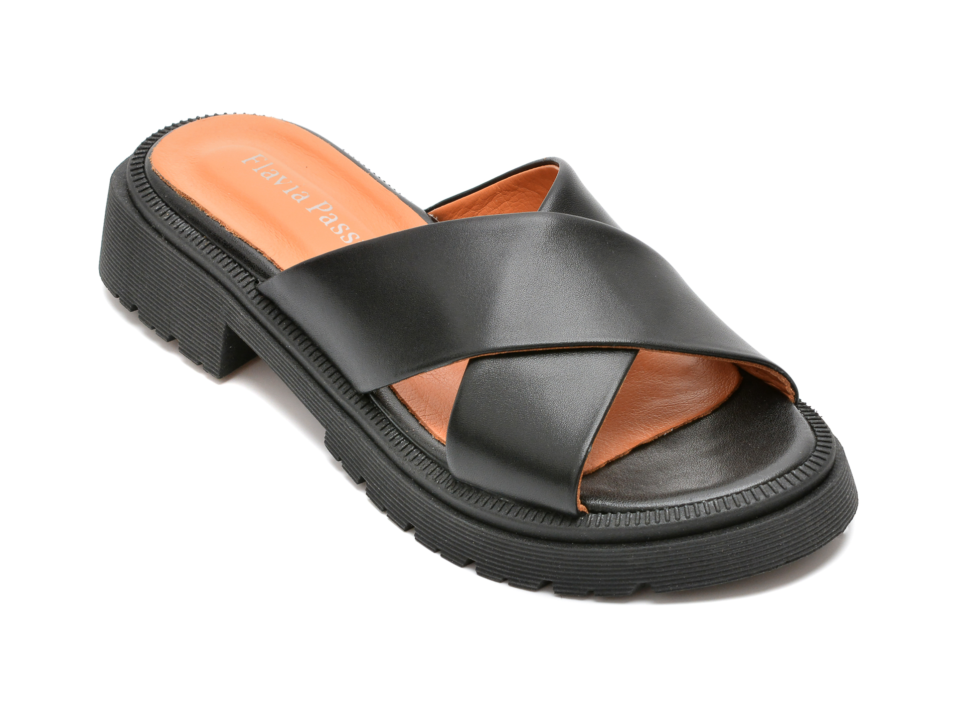 Papuci FLAVIA PASSINI negri, 262652, din piele naturala