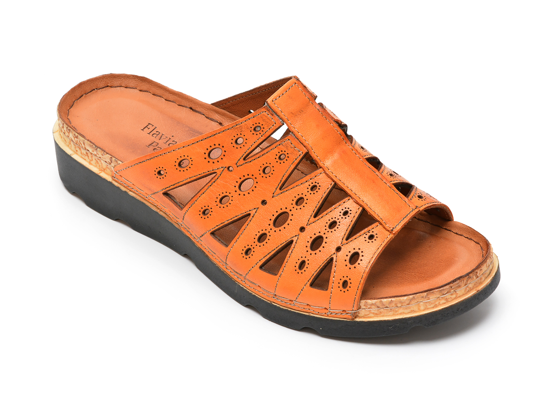 Papuci FLAVIA PASSINI portocalii, 1262, din piele naturala