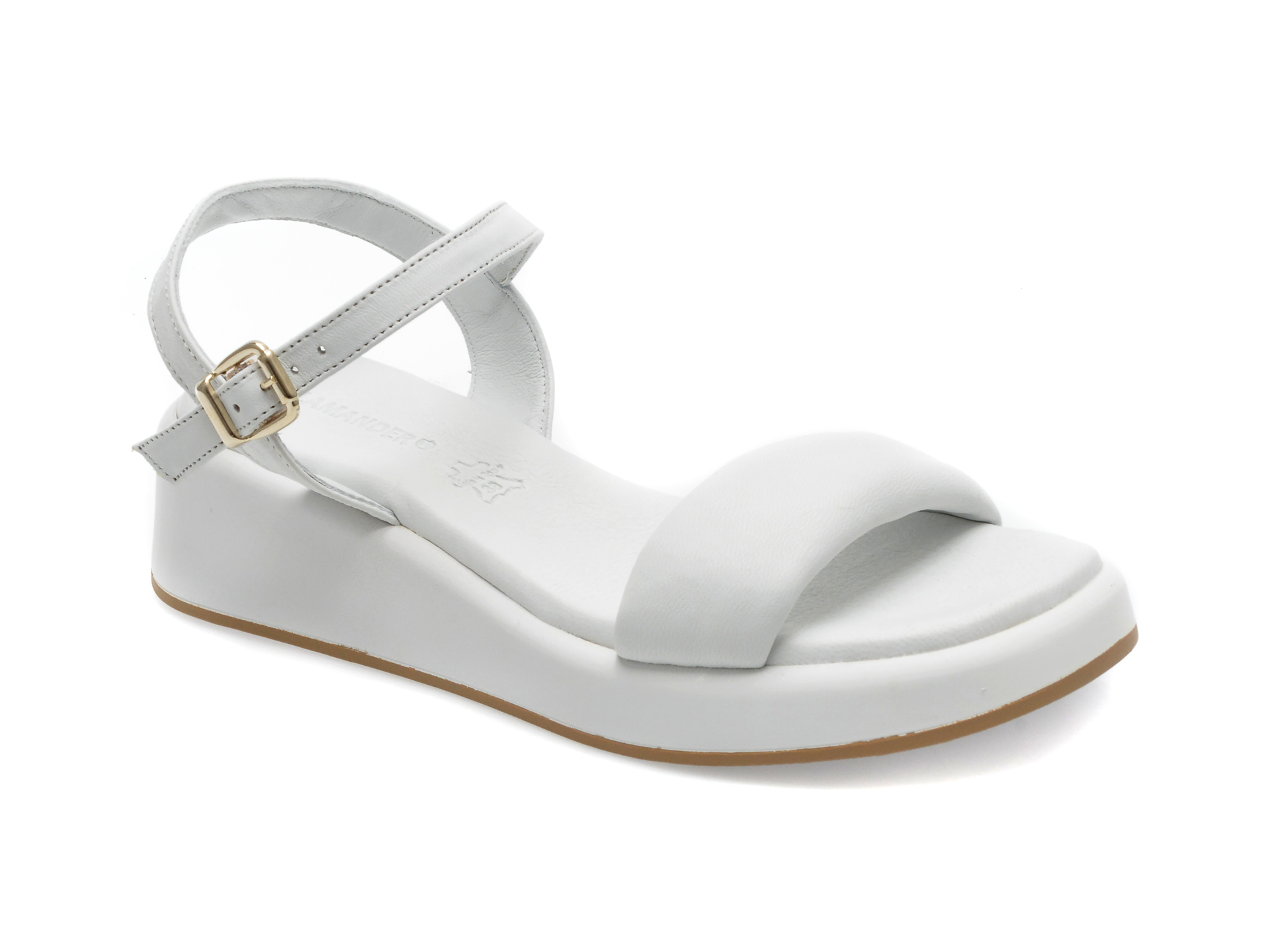 Sandale SALAMANDER albe, 54901, din piele naturala